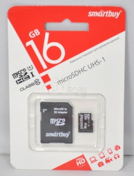 SD Micro 16 GB Smart Buy Class 10 UHS-I  (с адапт)