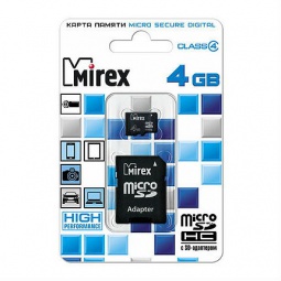 SD Micro  4 GB MIREX Class 4 с адаптером